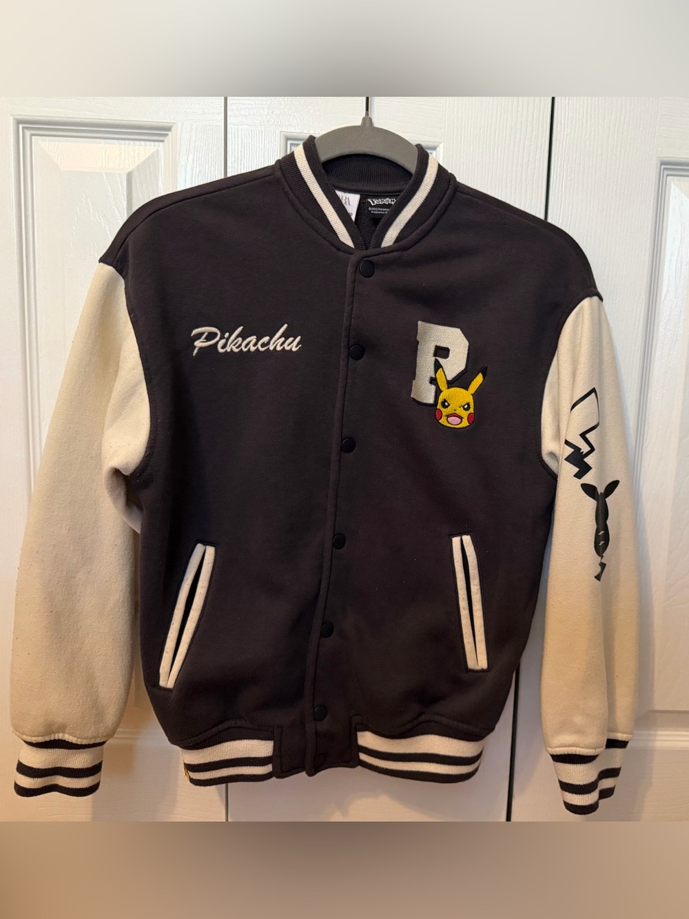 Zara Black & Cream Pikachu Varsity Jacket - Kids